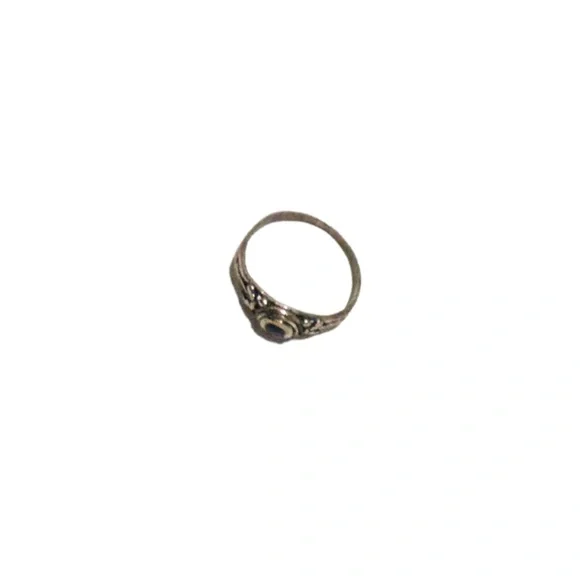 Silver & Black Stone Boho Ring